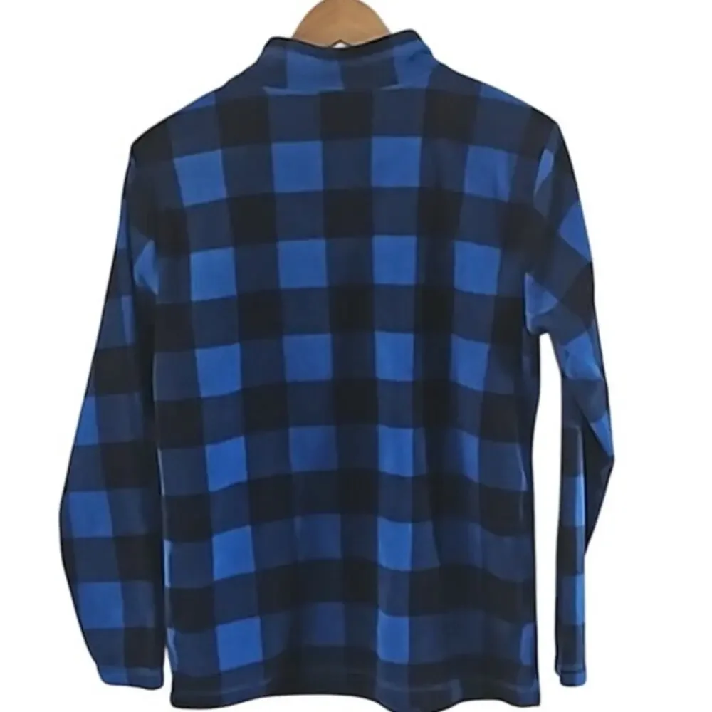 The Children's Place Boys' Blue Buffalo Plaid 1/2 Zip Fleece Pullover Size 16